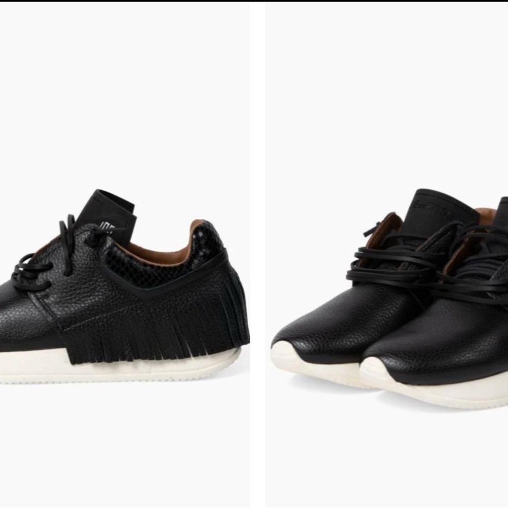 Black Fringe Women's Sneakers - Picture 5 of 6